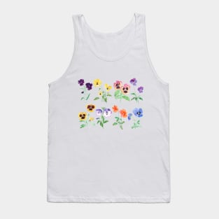 Colorful pansy garden watercolor Tank Top